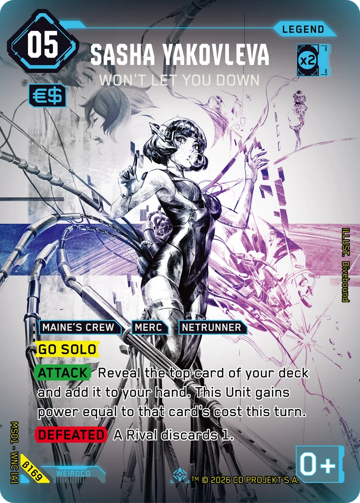 Sasha Yakovleva, Won't Let You Down β169 Foil Cyberpunk TCG card