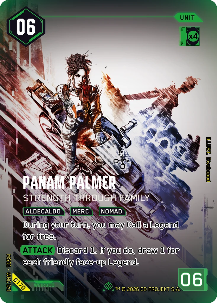 Panam Palmer, Strength Through Family β170 Foil Cyberpunk TCG card