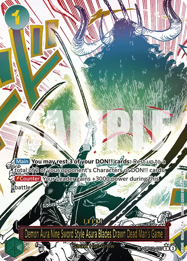 Demon Aura Nine Sword Style Asura Blades Drawn Dead Man's Game OP12-037 Parallel