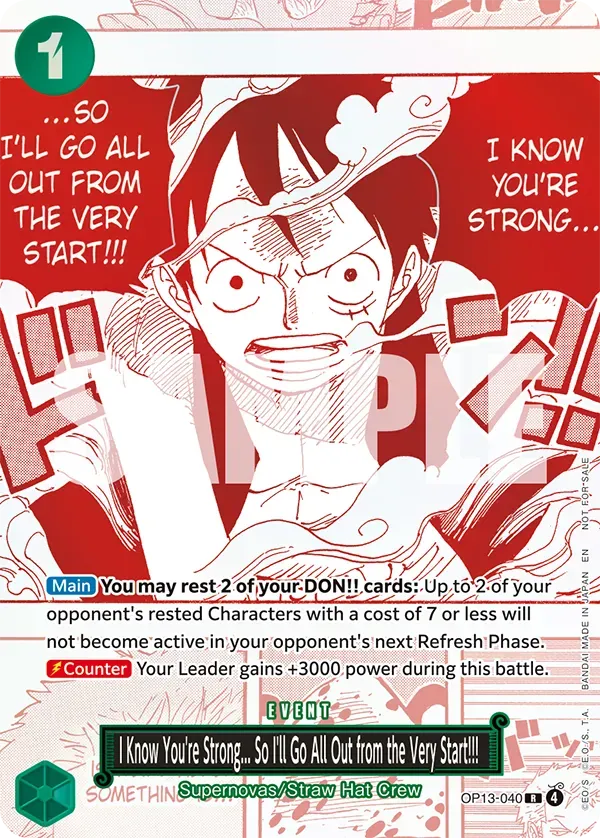 I Know You're Strong... So I'll Go All Out from the Very Start!!! OP13-040 Alternate Art