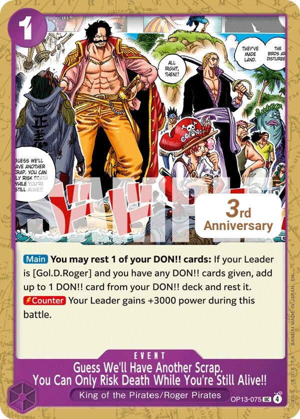 Guess We'll Have Another Scrap. You Can Only Risk Death While You're Still Alive!! OP13-075 Normal