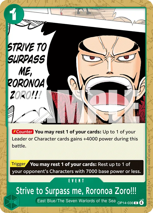 Strive to Surpass me, Roronoa Zoro!!! OP14-036 Normal