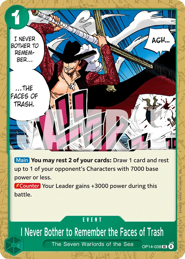 I Never Bother to Remember the Faces of Trash OP14-038 Normal