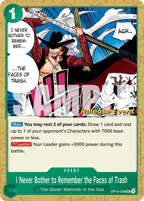 I Never Bother to Remember the Faces of Trash OP14-038 Normal