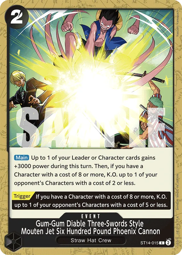 Gum-Gum Diable Three-Swords Style Mouten Jet Six Hundred Pound Phoenix Cannon ST14-015 Normal