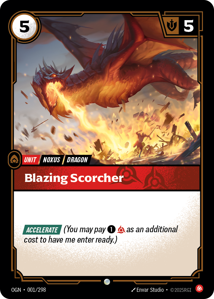 Blazing Scorcher OGN-001/298 Normal Riftbound card