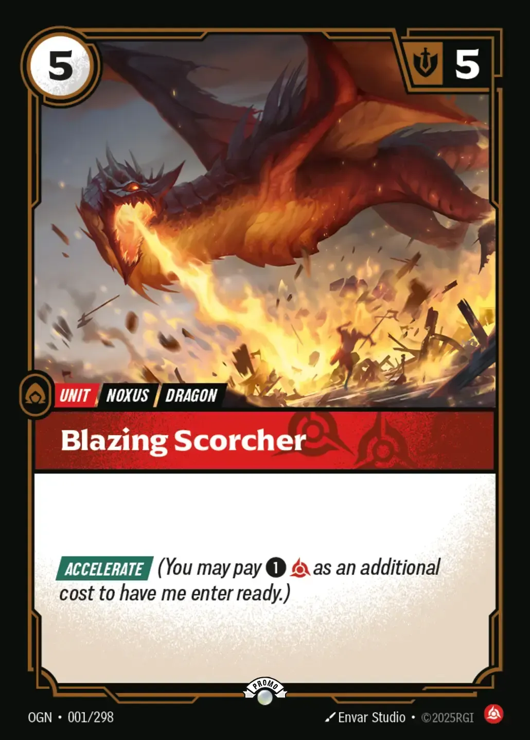 Blazing Scorcher OGN-001-p-NN Foil Riftbound card