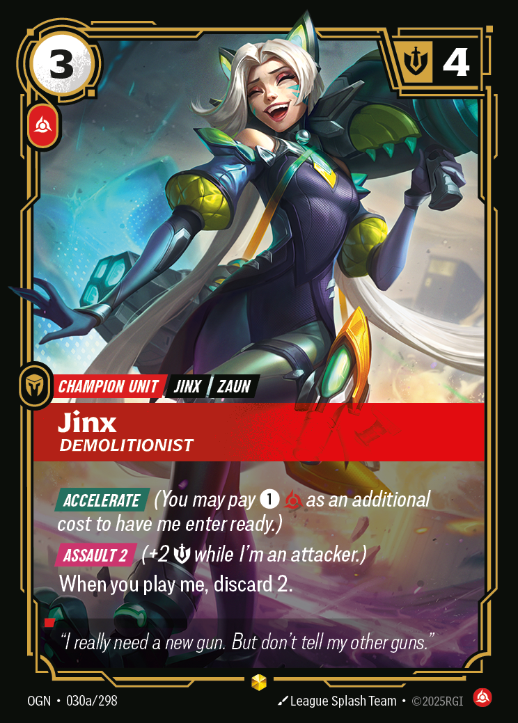 Jinx, Demolitionist OGN-030a · Alternate Art Foil