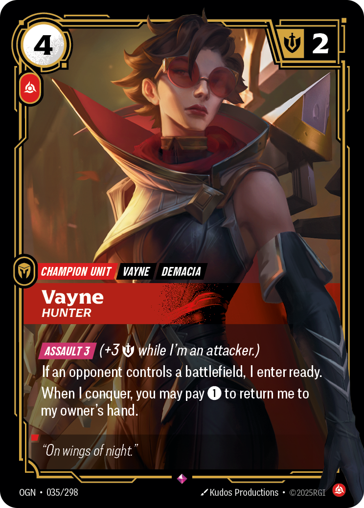 Vayne, Hunter OGN-035/298 Normal Riftbound card