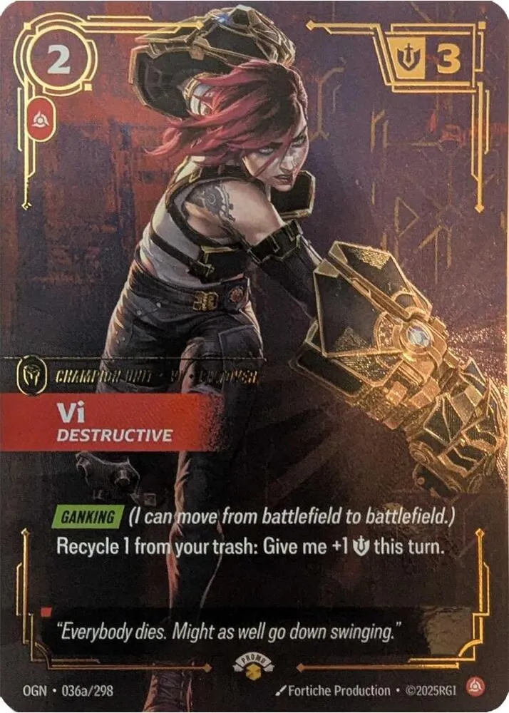 Vi, Destructive OGN-036a/298 Foil Riftbound card
