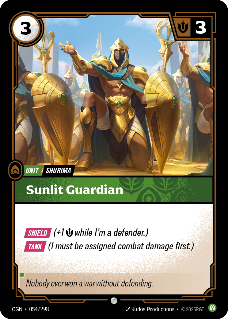 Sunlit Guardian OGN-054/298 Normal Riftbound card