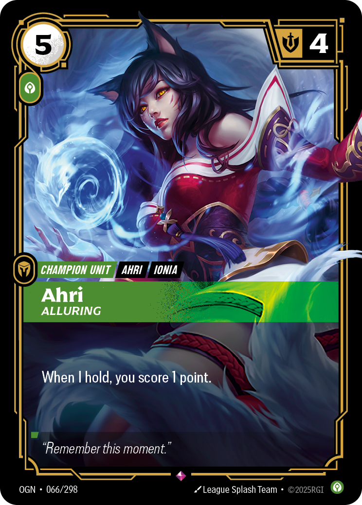 Ahri, Alluring OGN-066/298 Normal Riftbound card