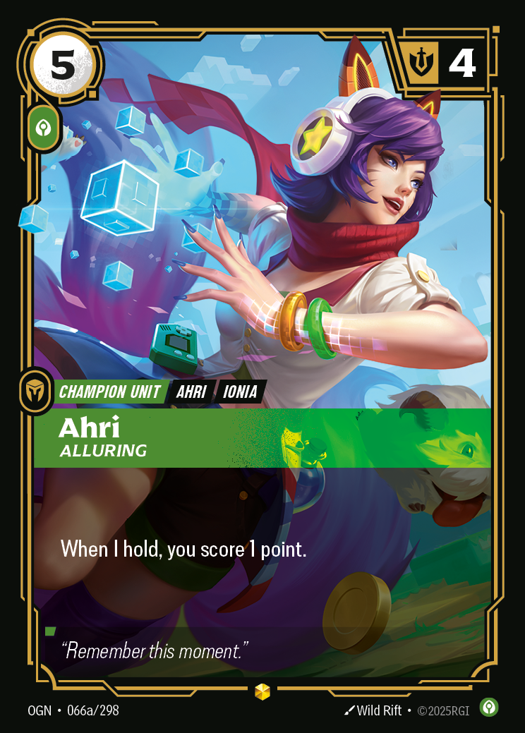 Ahri, Alluring OGN-066a · Alternate Art Foil