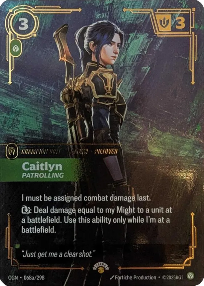 Caitlyn, Patrolling OGN-068a/298 Alternate Art Riftbound card