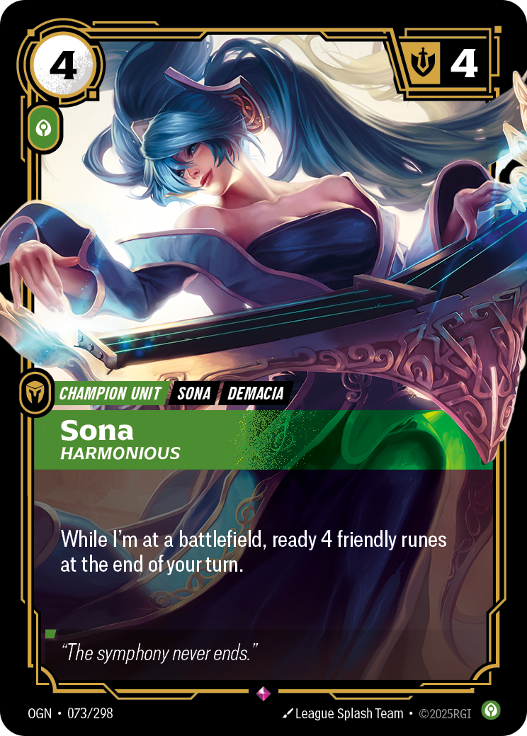 Sona, Harmonious OGN-073/298 Normal Riftbound card