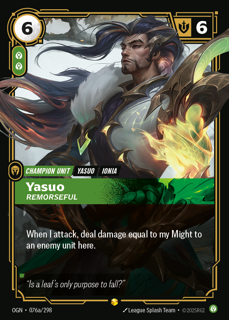 Yasuo, Remorseful OGN-076a/298 Alternate Art Riftbound card