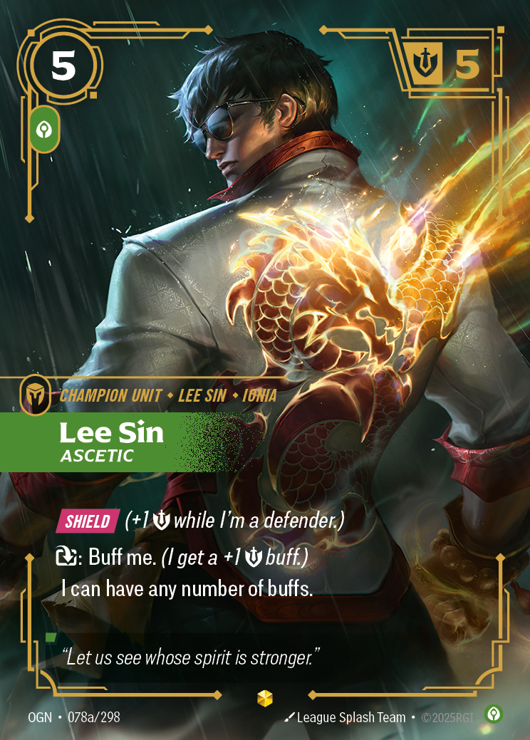 Lee Sin, Ascetic OGN-078a/298 Alternate Art Riftbound card