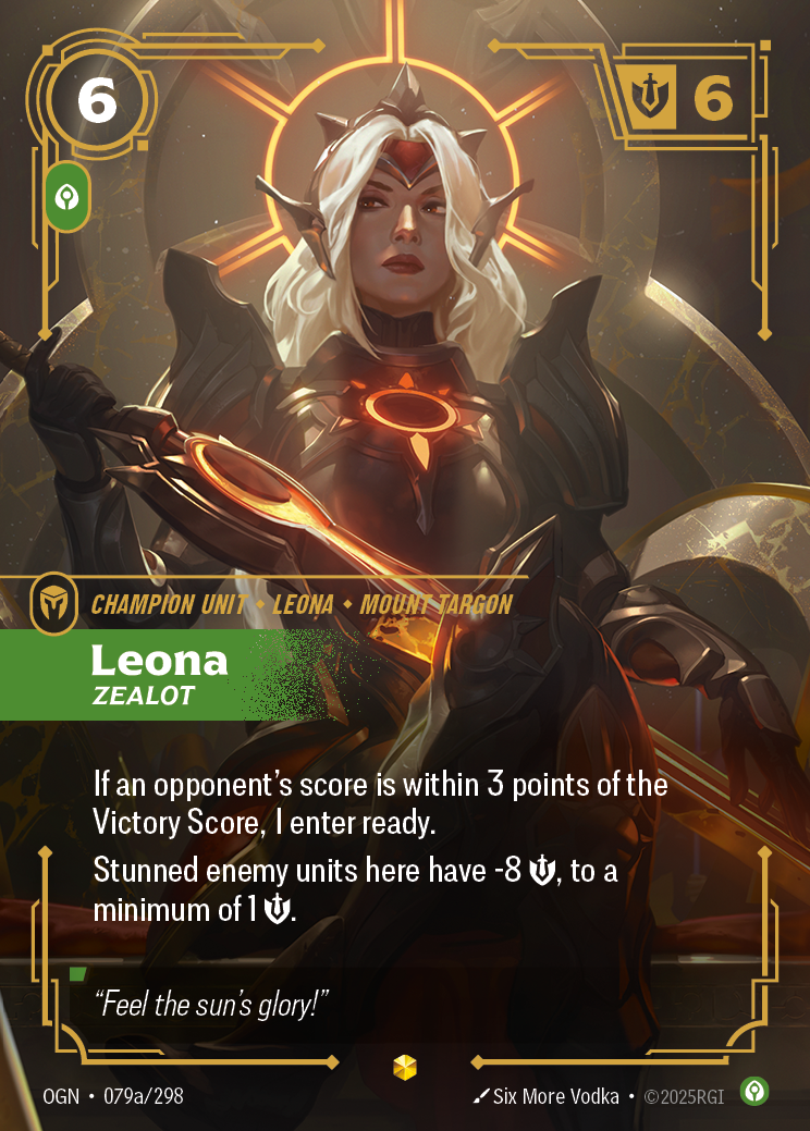 Leona, Zealot OGN-079a/298 Alternate Art Riftbound card