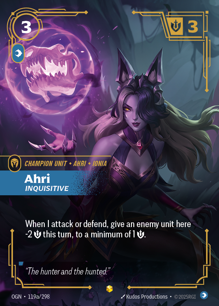 Ahri, Inquisitive OGN-119a · Alternate Art Foil