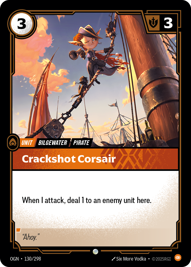 Crackshot Corsair OGN-130/298 Normal Riftbound card