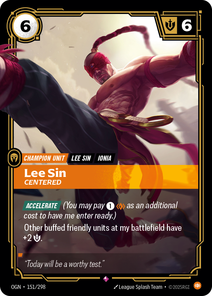 Lee Sin, Centered OGN-151/298 Normal Riftbound card