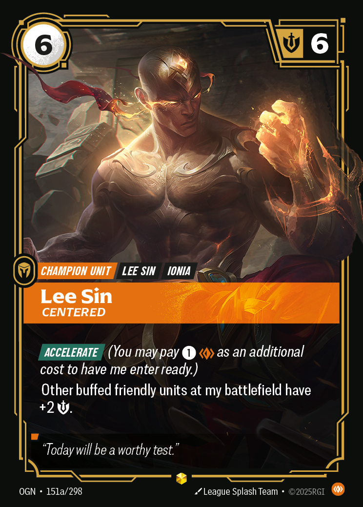Lee Sin, Centered OGN-151a/298 Alternate Art Riftbound card