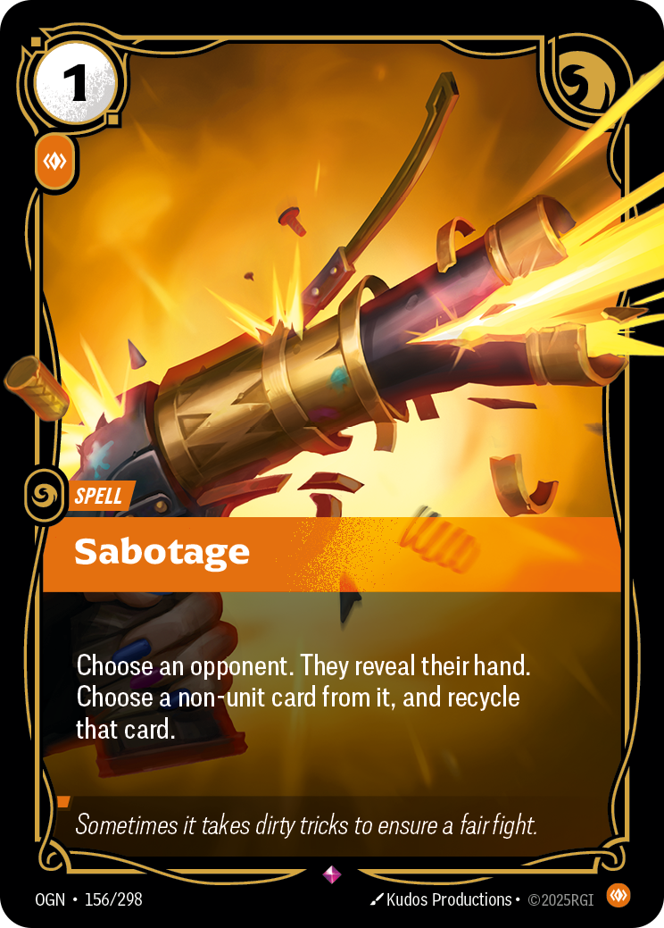 Sabotage OGN-156/298 Normal Riftbound card