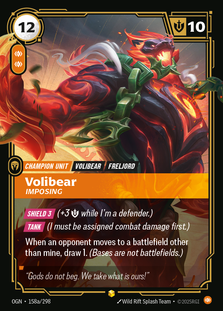 Volibear, Imposing OGN-158a/298 Alternate Art Riftbound card