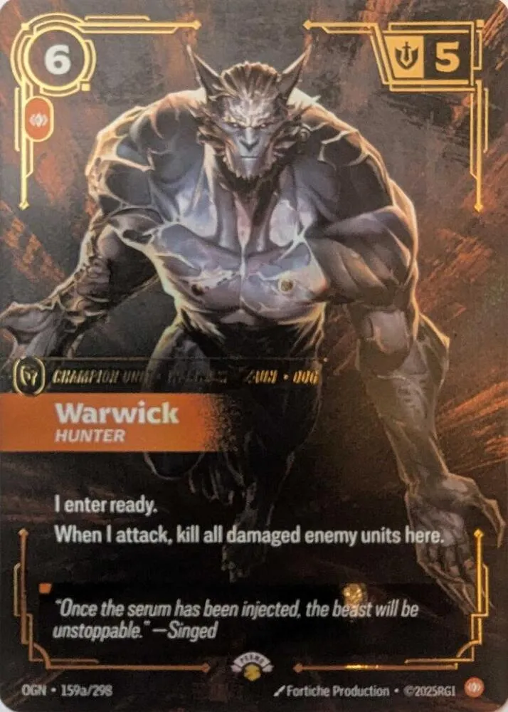 Warwick, Hunter OGN-159a/298 Foil Riftbound card