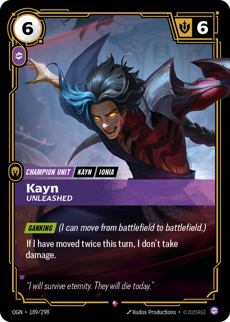 Kayn, Unleashed OGN-189/298 Normal Riftbound card