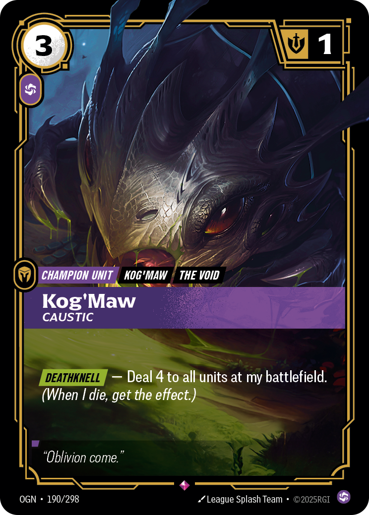 Kog'Maw, Caustic OGN-190/298 Normal Riftbound card