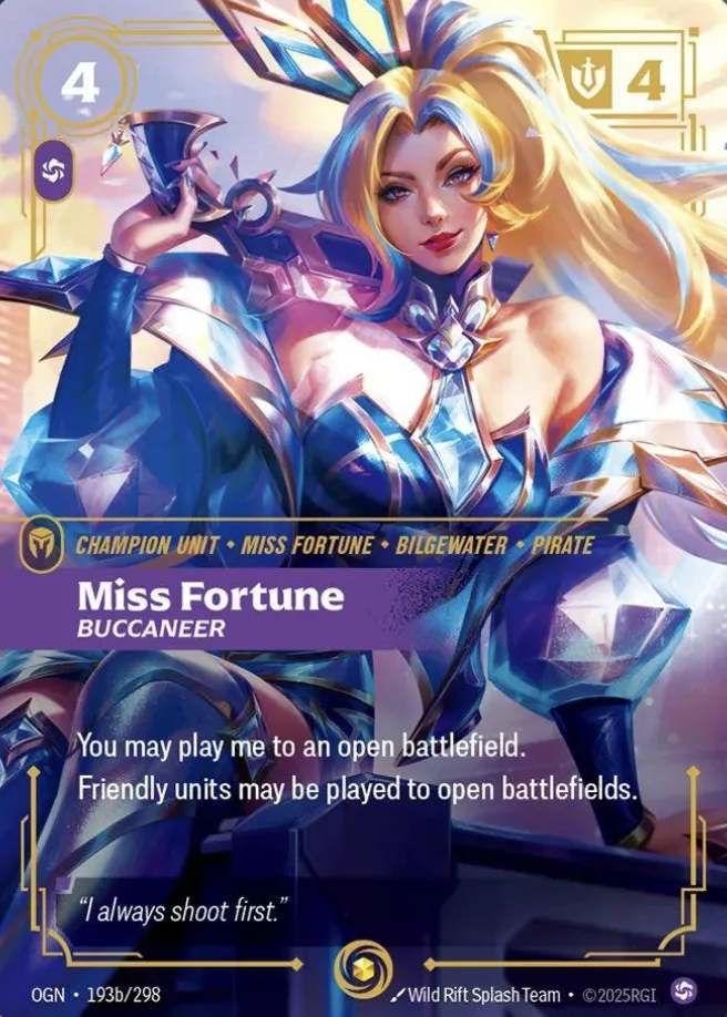 Miss Fortune, Buccaneer OGN-193b/298 Foil Riftbound card