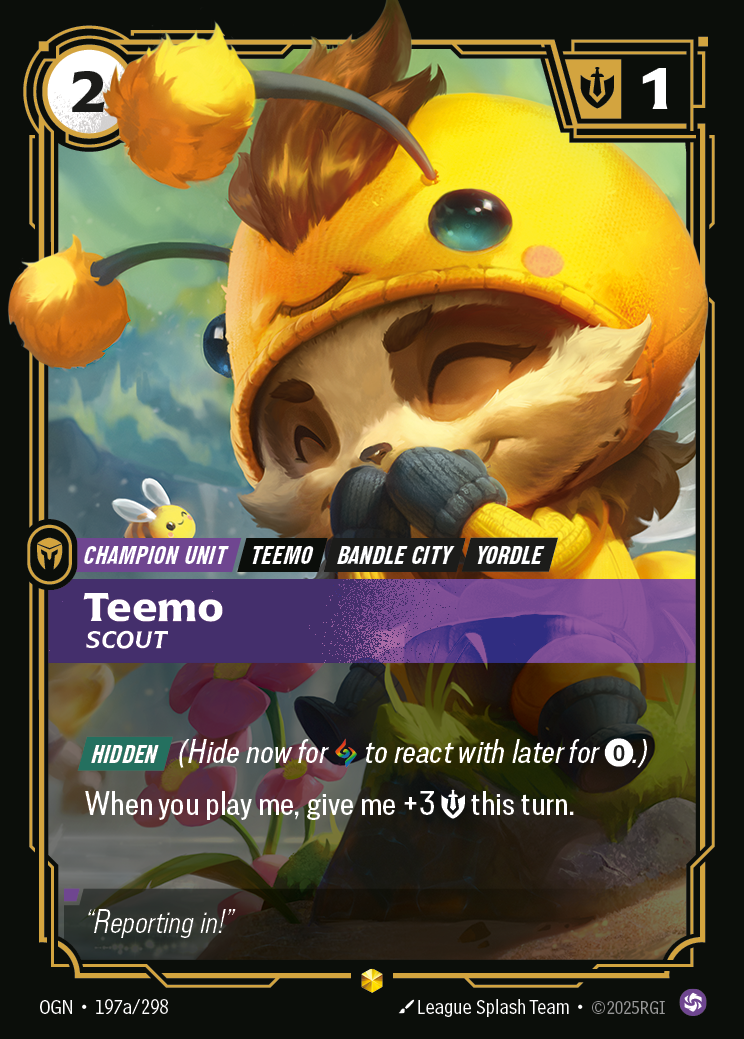 Teemo, Scout OGN-197a/298 Alternate Art Riftbound card