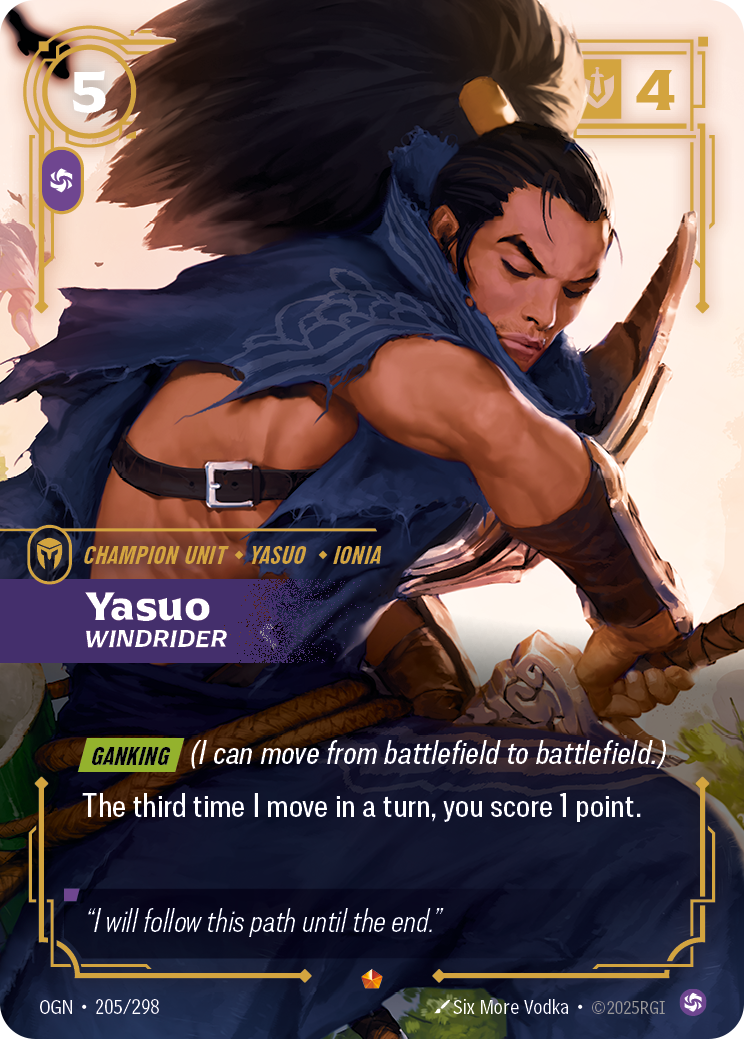 Yasuo, Windrider OGN-205/298 Normal Riftbound card