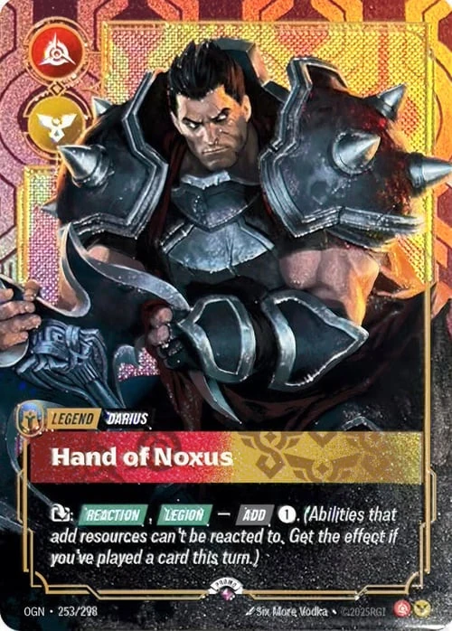 Hand of Noxus OGN-253/298-P-BEST Foil Riftbound card