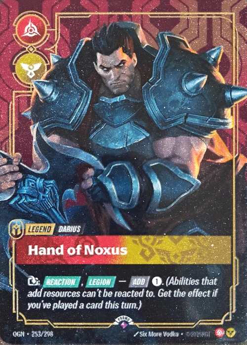 Hand of Noxus OGN-253/298-P-PRIZE Normal Riftbound card