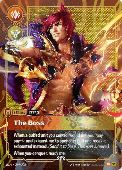 The Boss OGN-269/298-P-BEST Foil Riftbound card