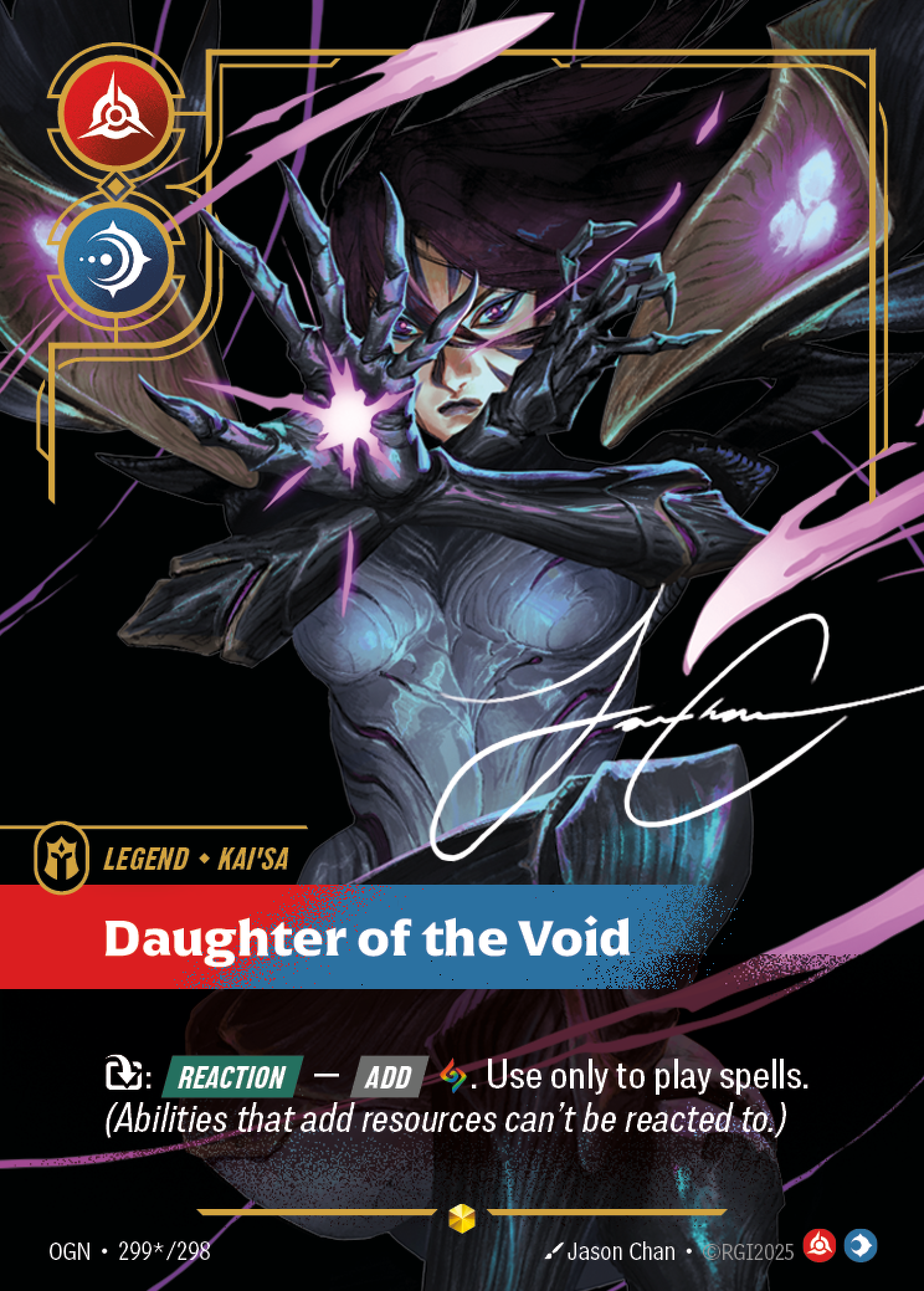 Daughter of the Void OGN-299*/298 Signed Riftbound card
