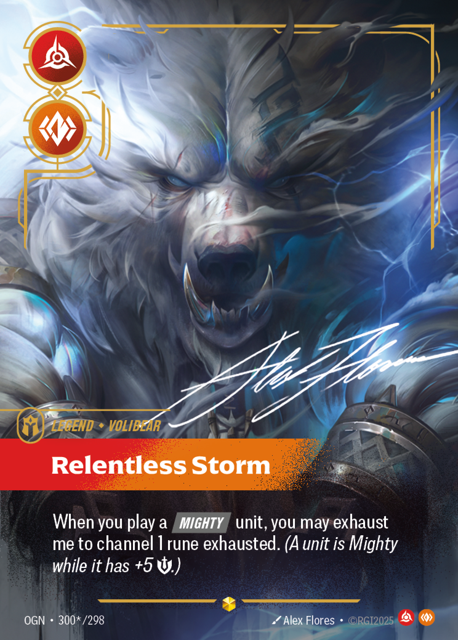 Relentless Storm OGN-300*/298 Signed Riftbound card