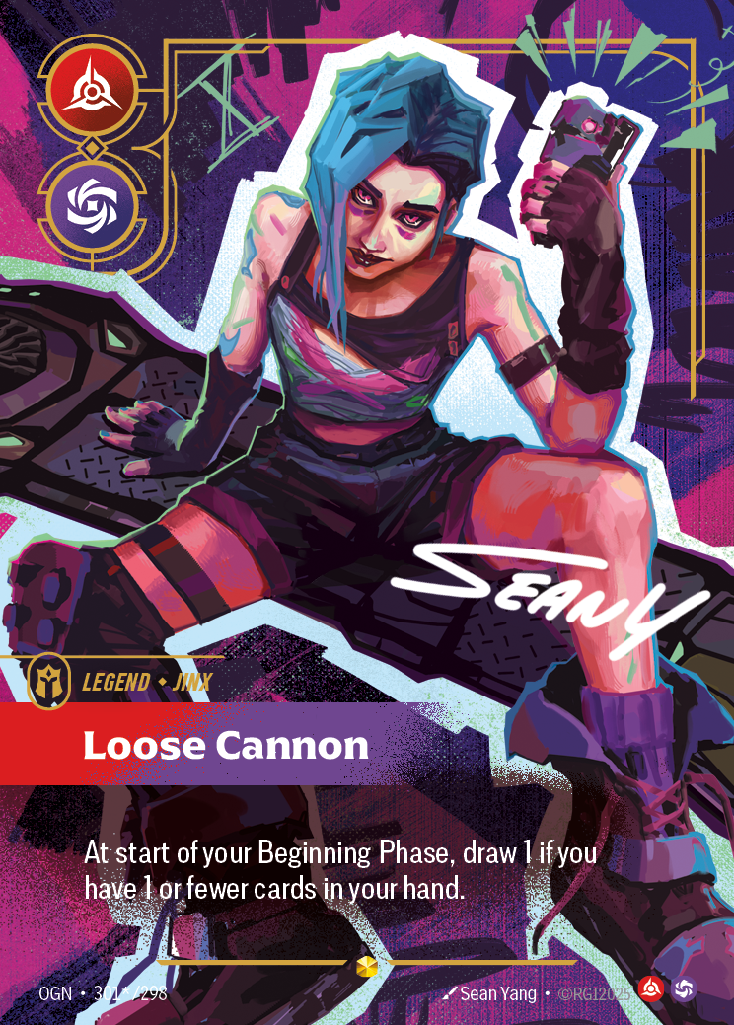Loose Cannon OGN-301*/298 Signed Riftbound card