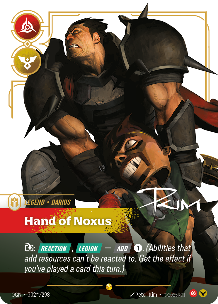 Hand of Noxus OGN-302*/298 Signed Riftbound card