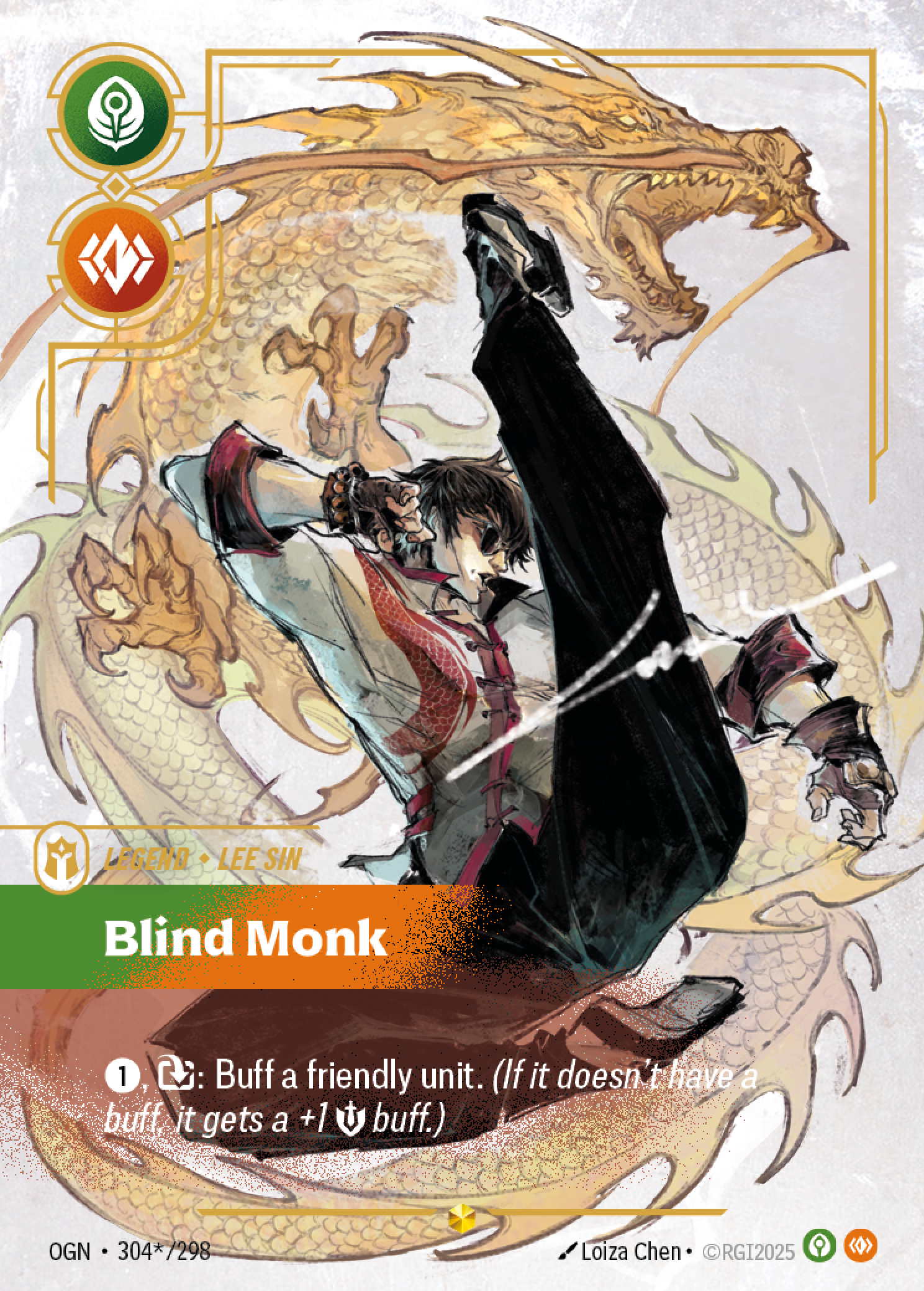 Blind Monk OGN-304*/298 Signed Riftbound card