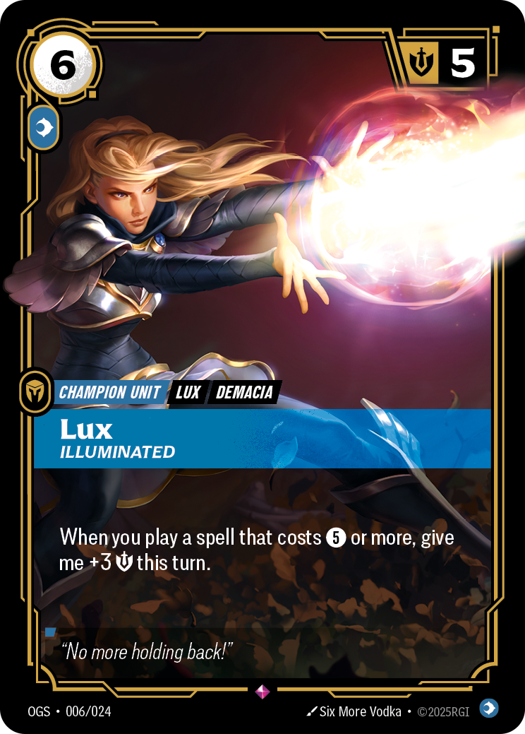 Lux, Illuminated OGS-006/024 Normal Riftbound card