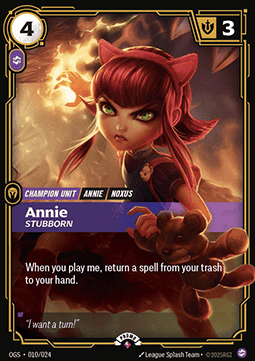 Annie, Stubborn OGS-010/024-P Foil Riftbound card