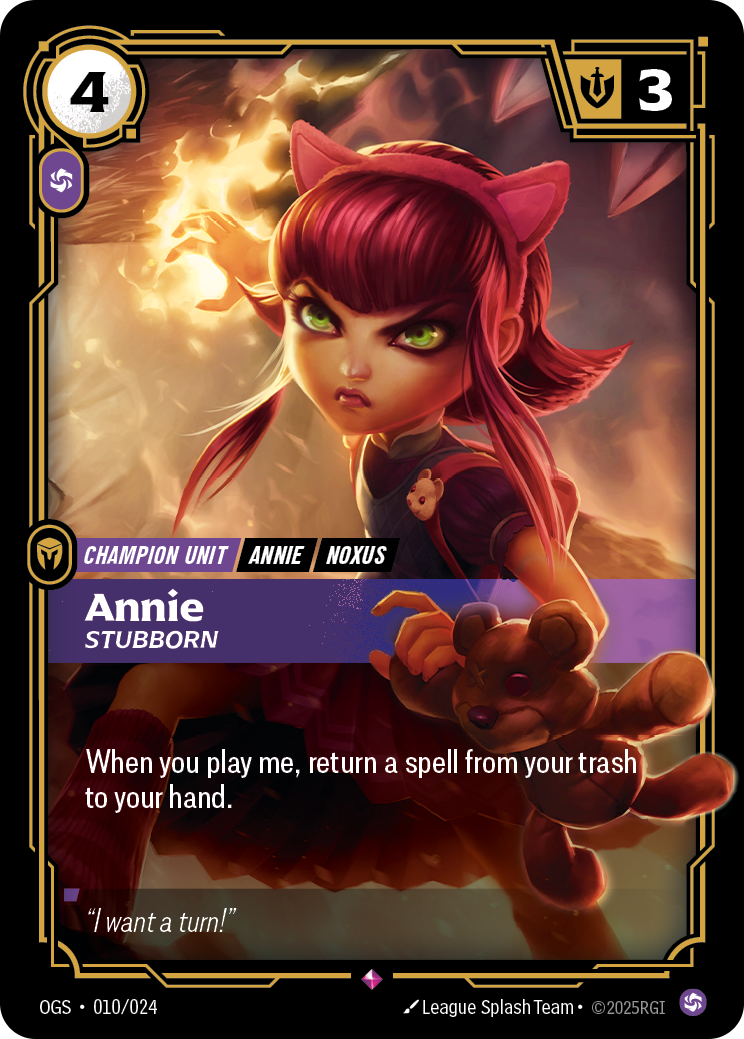 Annie, Stubborn Riftbound card