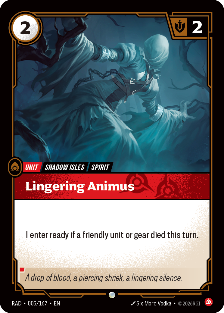 Lingering Animus RAD-005/167 Normal Riftbound card