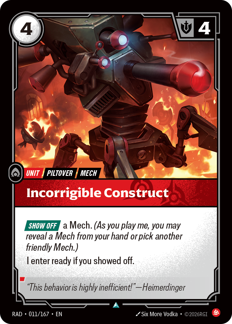 Incorrigible Construct RAD-011/167 Normal Riftbound card
