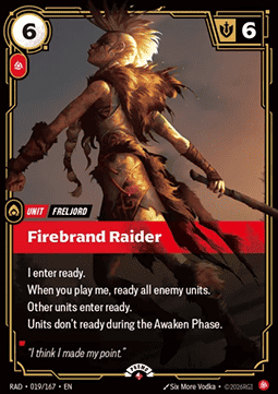Firebrand Raider RAD-019/167-P Foil Riftbound card