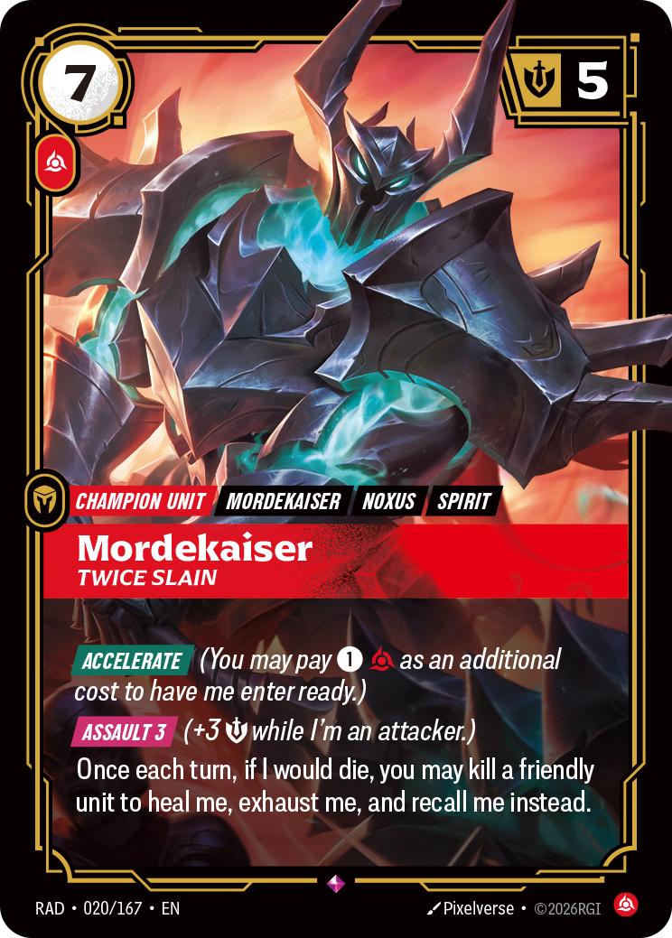Mordekaiser, Twice Slain RAD-020/167 Normal Riftbound card