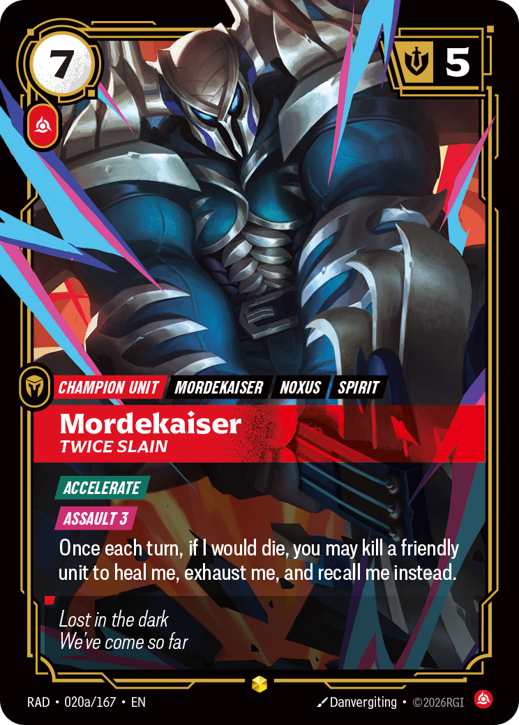 Mordekaiser, Twice Slain RAD-020a/167 Alternate Art Riftbound card